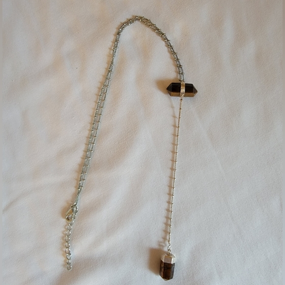 Tiger's Eye Point Pendant Necklace - Picture 2 of 4